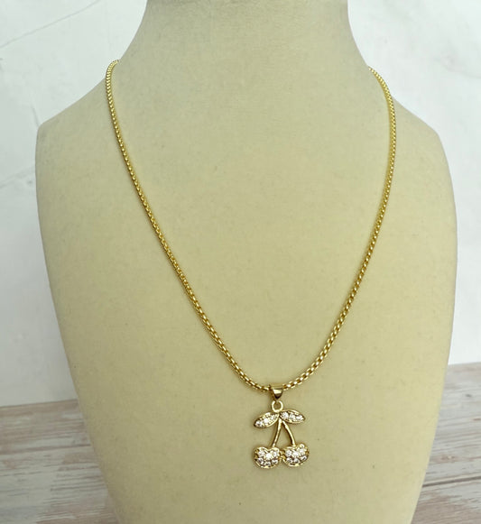 Cherry Pendant Stainless Steel Necklace