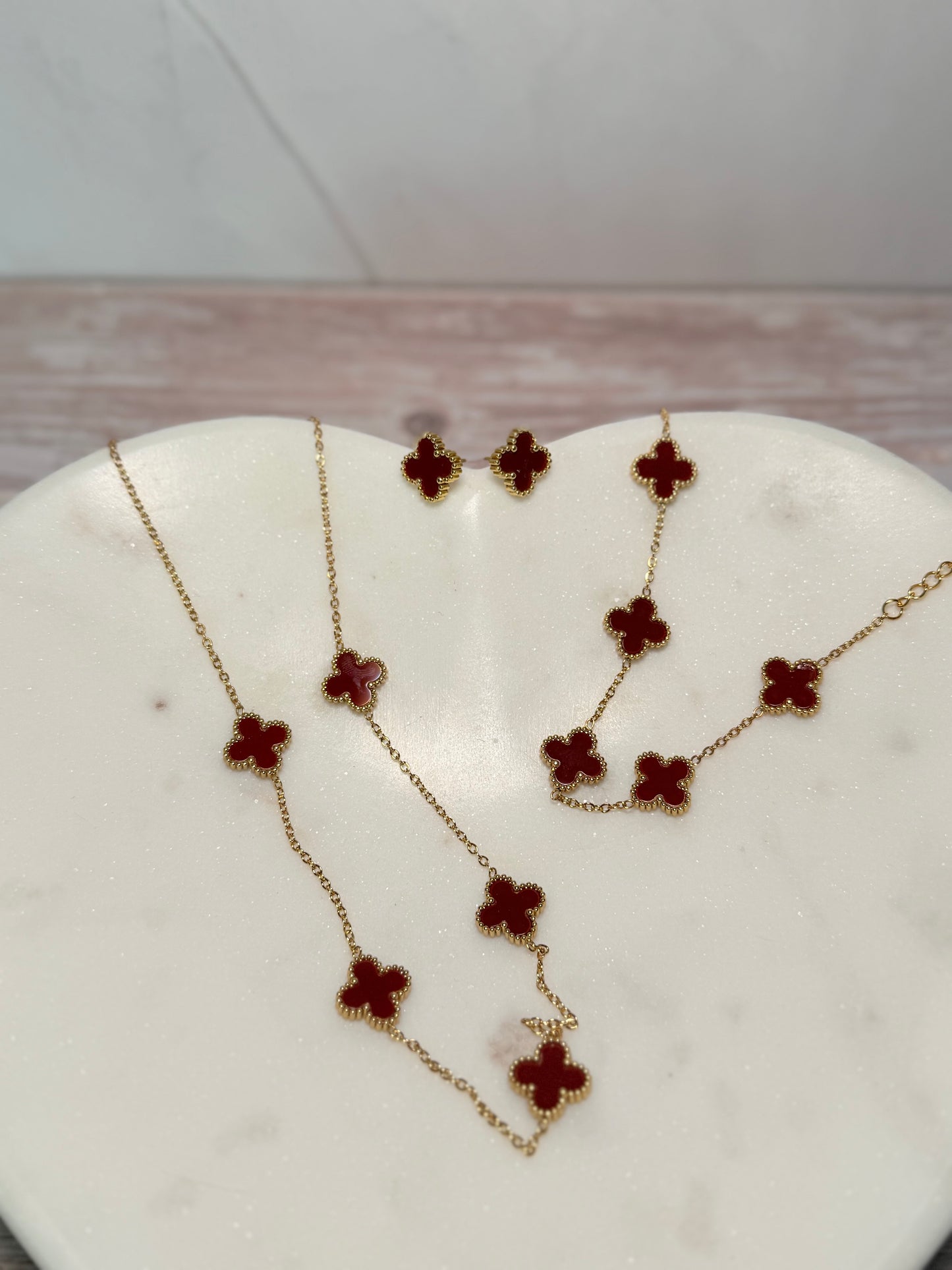 Red Clover Stainless Steel Jewelry Set