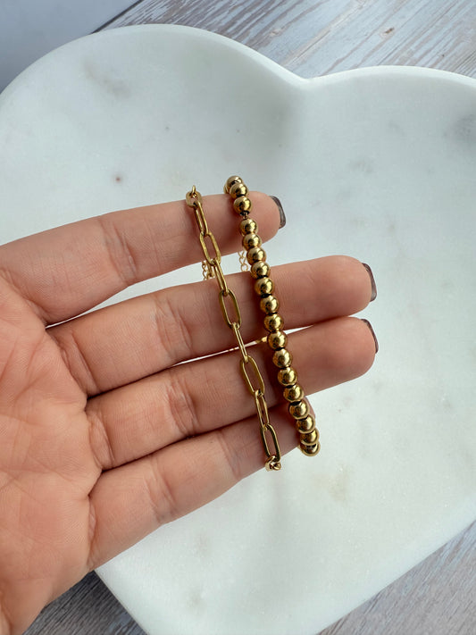 Dual Gold Bracelet Set